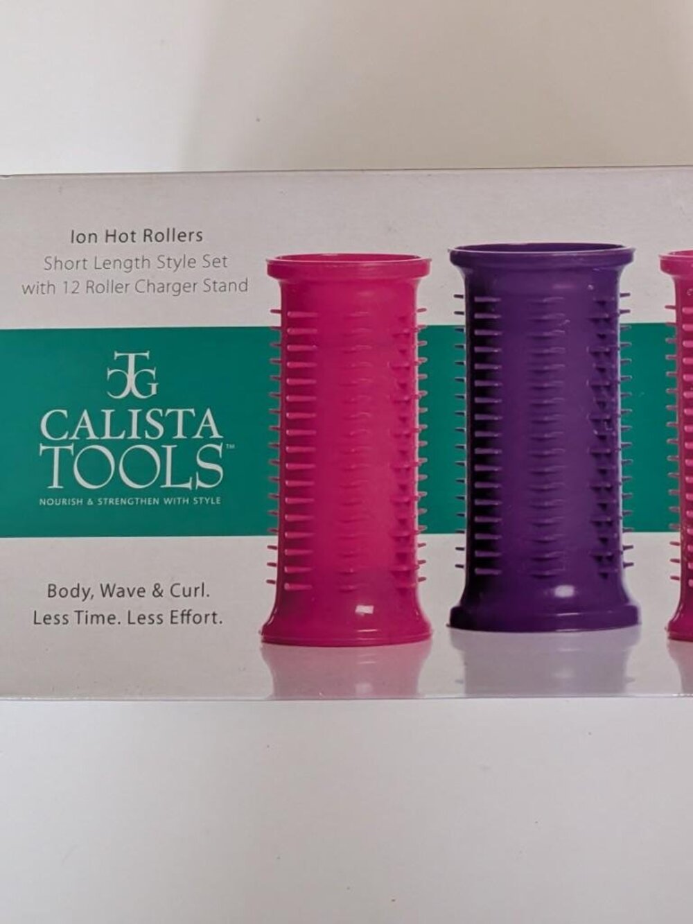 Calista Tools Ion Hot Rollers, Short Length Style Set 12 Roller Charge Stand NEW